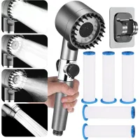 Cabezal De Ducha Con Filtro - Ahorro De Agua - Cabezal De Ducha De Alta Presión - Ajustable - Con 4 Tipos De Chorro - Soporte Para 5 Filtros