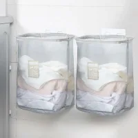 Cesto De Ropa Sucia Plegable De 2 Piezas, Recolector De Ropa Para Montaje En Pared Con Cesta De Almacenamiento Extraíble, Cesta Para Juguetes De 35 × 17 × 26 Cm Para Dormitorio Infantil (gris)