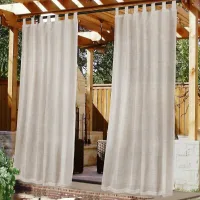 1 Cortina De Lino Para Exteriores, Ideal Para Patios, Impermeable, Autoadhesiva Y Removible, Color Natural (52 X 108 Pulgadas).