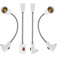 4 Unidades De Portalámparas Led E27 Para La Ue, Aplique De Pared Con Interruptor, Adaptador De Lámpara E27, Extensión De Enchufe De Pared, Toma De Corriente E27