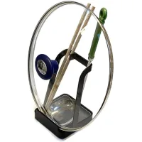 Tapa De Silicona Negra Para Olla Y Soporte Para Utensilios Con Embudo.