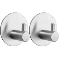 Juego De 2 Ganchos Para Toallas De Baño, Ganchos Autoadhesivos, Ganchos Redondos De Acero Inoxidable 304, Resistentes A La Corrosión, Gancho Adhesivo De Pared Con Almohadilla Adhesiva 3m (plateado)