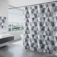 Cortina De Ducha De Poliéster De 180 X 200 Cm, Impermeable Y Resistente Al Moho, Lavable, Con Estampado Triangular.