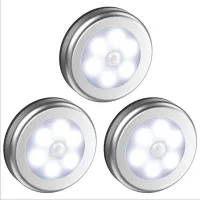 Juego De 3 Luces Led Inalámbricas Con Sensor De Movimiento Para Armario, Escalera, Pasillo, Cocina Y Dormitorio (carcasa Plateada (luz Blanca))