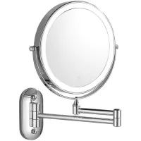 Espejo De Maquillaje De Pared, Espejo De Pared Con Aumento Iluminado, Espejo De Pared De Doble Cara 1x / 10x, Espejo Cosmético Giratorio De 360°, Batería De Litio Integrada.