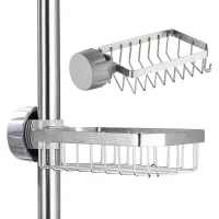 Jabonera Para Ducha - Soporte De Aluminio Espacial Para Champú Y Champú, No Requiere Perforación Para Varillas De 18-28 Mm.