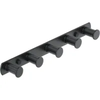 Ganchos Para Toallas, Perchero De Pared Para Baño Y Cocina, Ganchos Atornillables, Perchero De Pared Con 5 Ganchos, Acabado En Acero Inoxidable Negro Mate.