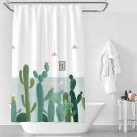 1 Cortina De Ducha Con Estampado De Cactus, Resistente Al Moho E Impermeable, 180 X 180 Cm.