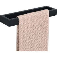 Toallero De Baño, Aro Para Toallas De Pared, Soporte Para Toallas Negro Mate En Acero Inoxidable Sus304, Montaje En Pared, 26 Cm De Largo.