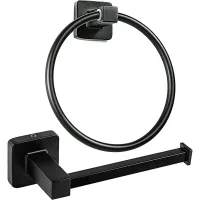 Juego De 2 Soportes Para Rollo De Papel Higiénico, Aro Para Toallas De Acero Inoxidable, Soporte De Pared Para Papel Higiénico, Negro Mate.