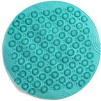 Alfombrilla De Baño Redonda Con Masaje, Antideslizante, Lavable A Máquina, Con Orificios De Drenaje Y Ventosas, 55 X 55 Cm, Verde, 1 Unidad.