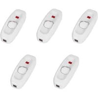 Paquete De 5 Interruptores - Interruptor En Línea De Encendido/apagado Para Cable De Lámpara De Mesa Con Indicador Led (color: Blanco)