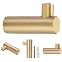 Juego De 4 Ganchos De Pared De Latón Cepillado, 38 Mm X 12 Mm, Color Dorado. Ganchos Para Toallas Y Abrigos Para Baño, Perchero, Colgadores De Toallas (en Forma De L).