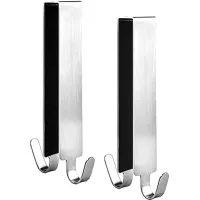 Paquete De 2 Ganchos Extensibles Para Puertas De Ducha. Ganchos Para Puertas De Ducha De Cristal Sin Marco. Ganchos Dobles Para Toallas (plateados).