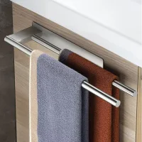Toallero De Baño, No Requiere Perforación, Soporte Doble Para Toallas, Acero Inoxidable Adhesivo, Toallero De Pared De Dos Brazos Para Baño Y Cocina, Plateado