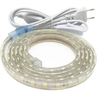 Tira Led 3m, Tira Led De 220v Muy Brillante Con Interruptor, 5050, Resistente Al Agua Ip65, Blanco Cálido.