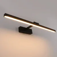 Lámpara Led Para Espejo De Baño De 50 Cm, 12 W, Resistente Al Agua Ip44, Luz De Pared Giratoria De 180°, Lámpara Moderna Para Espejo De Baño, Luz Blanca Cálida De 3000 K, Color Negro [clase Energética