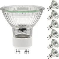 Bombillas Gu10 De 50 W, Bombillas Halógenas Gu10, Bombillas Puntuales De 50 W Y 230 V Ca, Bombillas Halógenas Gu10, 2 Pines, Ángulo De Haz De 35°, 2700 K, Regulables, Blanco Cálido, Paquete De 6