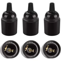 Casquillo E27 Negro Vintage, Lámpara Colgante Edison Retro, Adaptador De Portalámparas De Baquelita Maciza, Perfecto Para Decoración, Proyectos Industriales Y De Bricolaje, Juego De 6
