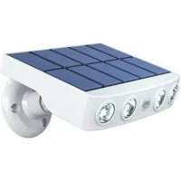 Lámpara Solar Exterior Impermeable Y Ajustable Con Sensor De Movimiento - Panel De Alta Calidad Y Carga Rápida - 4 Led Cob De Luz Blanca Fría, 500 Lúmenes - Activación Automática, Ip65, Nieve, Lluvia,