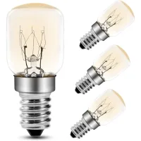 Bombilla Para Horno De 25 W, Bombilla Incandescente E14 T25 De 2200 K Blanco Cálido, Bombillas Pigmeas De 300 Grados Para Horno, Microondas, Lámpara De Sal, Paquete De 4