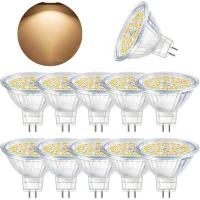 Bombilla Led Gu5.3, Led Mr16 12v 5w Equivalente A Lámpara Halógena De 50w Blanco Cálido 3000k, Bombillas Led No Regulables, Paquete De 10
