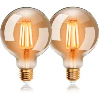 Bombillas Led Edison Vintage G80 De 6w, Blanco Cálido 2200k E27, Equivalentes A Bombillas Incandescentes De 48w, Bombillas De Filamento Retro, Lámpara Decorativa Antigua, No Regulables, Paquete De 2
