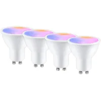 Bombilla Inteligente Gu10 Wifi De 5w 400lm Led Rgb 2700k-6500k Compatible Con Alexa/google Home, Control Remoto Por Aplicación, Control Por Voz, Bombilla Inteligente Sin Necesidad De Hub, 4 Unidades
