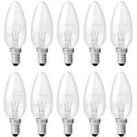Bombilla Transparente Tipo Vela E14 40w, Bombilla Incandescente Regulable, Luz Blanca Cálida 2700k, 400lm, Bombilla Tipo Llama, Bombillas Tipo Vela Edison E14, Paquete De 10