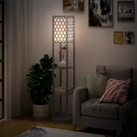 Lámpara De Pie Para Salón Con Estante, Lámpara De Pie Con Casquillo E27 Para Salón/dormitorio, Bombilla No Incluida.