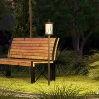 Lámpara Solar De Exterior, Led, Funcionamiento Automático, Resistente A La Intemperie, 6 Horas De Iluminación, 17 Cm De Ancho X 17 Cm De Profundidad X 127 Cm De Alto, Color Negro.