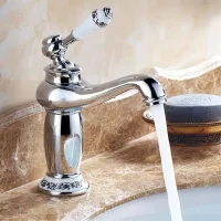 Grifo De Cocina Retro De Cerámica De Cobre, Grifo Mezclador Antiguo Vintage, Para Agua Fría Y Caliente, Decoración Para Cocina Y Baño, Plateado