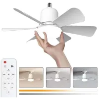 Ventilador De Techo Con Luz, Lámpara De Techo De 30 W Con Casquillo E27, Ventilador De Techo Led Regulable Para Dormitorio O Sala De Estar, 3 Velocidades, 6 Aspas (blanco, 30 W)
