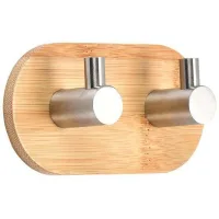 Ganchos Adhesivos, Ganchos De Pared Para Toalleros En Baño, Cocina Y Dormitorio, Hechos De Bambú Y Acero Inoxidable.