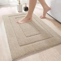 Alfombrilla De Baño Antideslizante De 50 X 80 Cm, Color Beige, De Microfibra Suave, Absorbente, Lavable A Máquina Y Extragruesa.