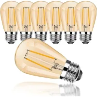 Paquete De 6 Bombillas Led Retro E27 S14 De 2 W, Luz Blanca Cálida De 2700 K Para Guirnaldas De Luces Exteriores.