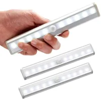 Iluminación Led Inalámbrica: 3 Focos Con Sensor De Movimiento Para Uso Interior (10 Led) Con Tiras Magnéticas.