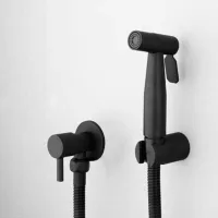 Cabezal De Bidé Portátil Fabricado En Acero Inoxidable Negro, Compatible Con Grifos De Baño, Con Válvula Shattaf Y Chorro De Agua Fría.
