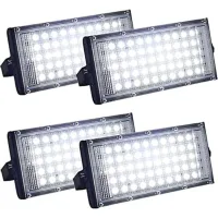 Juego De 4 Focos Led Ultrabrillantes E Impermeables Con Clasificación Ip66 Para Uso Exterior, Ideales Para Patios, Garajes Y Campos Deportivos (50 W).