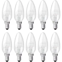 Bombilla E14 De 40 W, Transparente, Con Forma De Llama, Regulable, Luz Blanca Cálida 2700 K, 400 Lm, Casquillo Edison, Paquete De 10 Unidades.