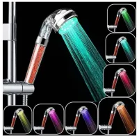 Cabezal De Ducha Led, Ducha De Mano Con 7 Colores Led, Alta Presión De Agua, Función De Rociado De Ahorro De Agua Y Doble Filtro Anticloro.