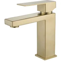 Grifos De Baño, Grifos Mezcladores Para Lavabos, Monomando, Dorados, Grifo De Baño Cuadrado