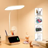 Lámpara De Escritorio Led, 3 Modos De Color, Control Táctil Inalámbrico, Plegable, Función De Carga Usb, 1 Unidad.