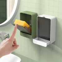 Jabonera Con Tapa, Soporte De Jabón De Pared, Jabonera Sin Taladrar, Bandeja De Goteo Extraíble Para Fregadero, Ducha, Baño, Cocina, Blanca