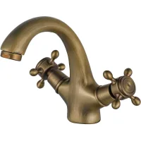 Grifo De Lavabo De Latón Antiguo, Grifo De Lavabo Retro, Dos Grifos De Lavabo, Acabado Cepillado Nostálgico
