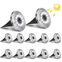 Juego De 12 Luces Solares Para Exteriores Con 12 Led, Iluminación De Jardín De 6000k, Impermeables, Ip65, Focos Empotrables Para Entrada De Vehículos, Patio, Jardín, Sótano [clase Energética A+++]
