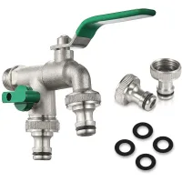 Grifo De Latón Para Lavadora – Doble Salida De Agua, 1/2" 3/4" 3/4", Para Cocina Y Jardín (verde)