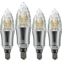 Paquete De 4 Bombillas Led Tipo Vela E14 De 12 W, Equivalentes A Una Bombilla Incandescente De 100 W, Luz Blanca Cálida, Bombilla Pequeña Tipo Vela Con Rosca Edison.