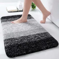 Alfombrilla De Baño De Microfibra, Suave Y Absorbente, Antideslizante, Gruesa, Lavable A Máquina, Apta Para Secar En La Bañera, Ducha Y Baño, 61 X 40,6 Cm, Negra.