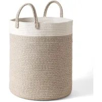 Cesto De Ropa Grande De Cuerda De Algodón Con Asa Para Ropa Sucia, Juguetes, Sala De Estar, Baño, Decoración, 40 X 36 Cm
